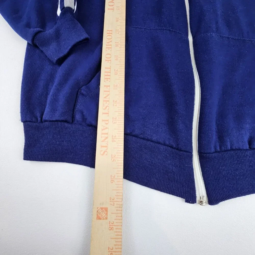 Vintage 70's Sears Activewear Track Jacket Large Blue USA Made Creslan Full Zip